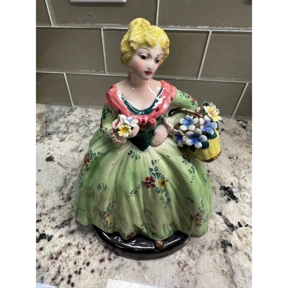 VTG ZSZ Italian Figurine Woman In Floral Dress w Baskets Of Flowers  LE 331/607 - Picture 7 of 16